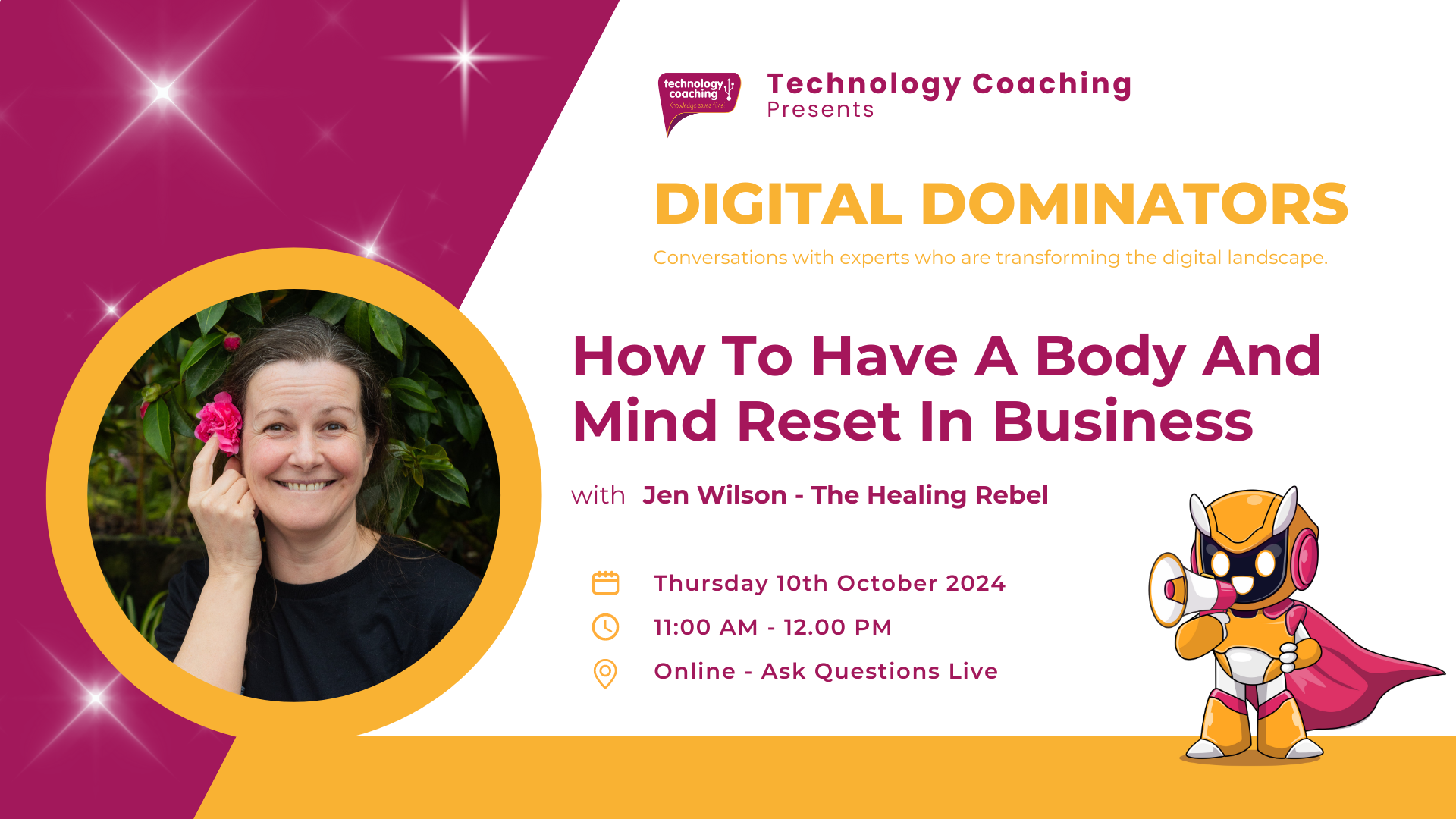 Technology Coaching Digital Dominator Session with Jen Wilson. How To Have A Body And Mind Reset In Business