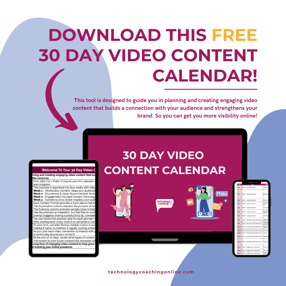 30 Day Content Calendar Social Media Image