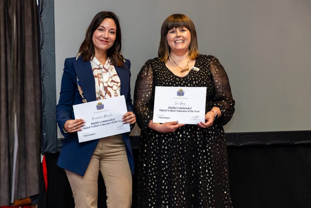 ooz Young proudly holding her Highly Commended certificate for Trainer & Educator of the Year at the Digital Women Awards 2025.
